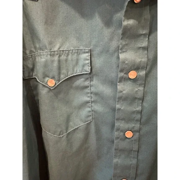 H Bar C California Ranchwear Long Tail Turquoise Button-Up Pearl Snap Western - Picture 5 of 5